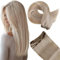 Hetto Weft Hair Extensions Real Human Hair Ash Blonde Highlight Platinum Blonde Sew in Hair Extensions Invisible Double Weft Weave 16 Inch 80g #18/613