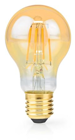 Nedis LBDE27A60GD LED-Filament-Lampe E27 | A60 | 4.9 W | 470 lm | 2100 K | Extra warmweiß | Anzahl der Lampen in der Verpackung: 1 Stück