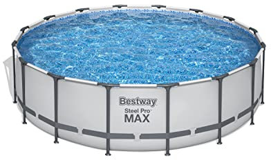 Bestway Steel Pro Max Above Ground Pool - Round Swimming Pool Set - Grey, 16 ft