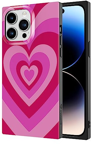 Cocomii - Rectangle Case Compatible with iPhone 12 Pro Max - Colorful Latte Art, Love Hearts, Glossy, Women Girls Men, Protective Phone Case for iPhone 12 Pro Max 6.7 inch, Pink