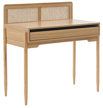 BAÏTA Scrivania per bambini Pablo effetto rovere e cannage rattan