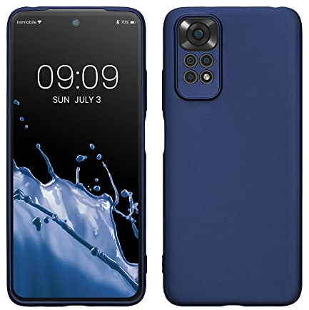 kwmobile Handyhülle kompatibel mit Xiaomi Redmi Note 11 / Note 11S Hülle - weiche Silikon Case metallisch schimmernd in Metallic Blau