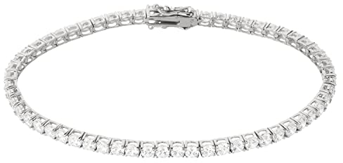 Ardeo Aurum Damen Armband aus 375 Gold Weißgold mit Zirkonia Tennisarmband 3,0 mm Breite und 19 cm Länge mit Sicherheitsverschluss
