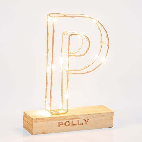 Echo Three Personalised Light Up Letter Light P | Custom Name Copper Light Up Letter P | Bedroom Living Room Lighting Ideas | LED Alphabet Light