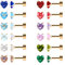 12 Paare flache Rückseite chirurgischen Edelstahl Ohrstecker, Schraube zurück Herz Stern Quadrat Teardrop vergoldet CZ Birthstone Ohrstecker Set Gold Herz 3mm