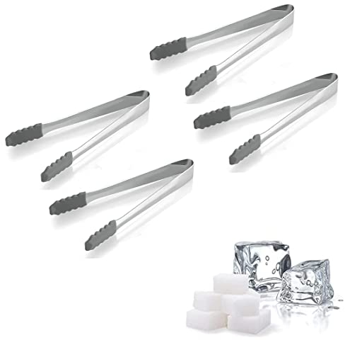 ZMREN Zuckerzange, 4 Stück 304 Edelstahl Eiszange Zuckerzange Eiswürfelzange Süßigkeiten Zange Gebäckzange Servierzange Bar Zange Küchenzange, für Hochzeit Party Bar Büfett Grill Picknick