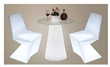 YYUINU Tisch- Und Stuhlset, Farbwechselnder LED-beleuchteter Hockertisch, IP65 Wasserdicht, Fernfarbwechsel, Wiederaufladbare Verwendung,Table and Chair Set