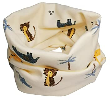 MAKFORT Kinder Schal Loop Schal Kinder Schlauchschal Baumwolle Baby Schals Halstuch Nackenwärmer Kids Multifunktionstuch (Jersey Stoff innen - Spring and Autumn, Beige)
