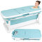 Tubiaz Faltbare Badewanne Erwachsene Größe XXL, 149x60x50cm klappbare mobile Badewanne mit Abdeckung Klappbadewanne Erwachsener foldable bathtub mit Korb für Badezimmer, Dusche und Balkon