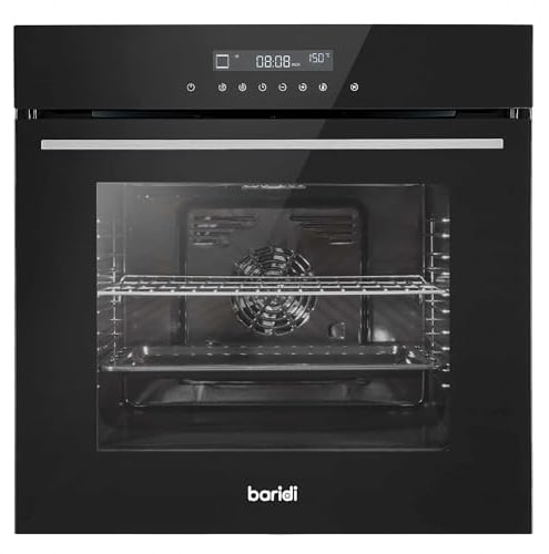 Baridi 60cm Built-In Fan Assisted, Single, Integrated 10 Function Electric Oven, Touchscreen Controls, 72L Capacity, Black - DH199