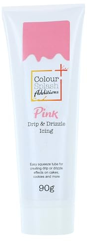 Colour Splash Drip & Drizzle | Pink | Cake Drip Icing For Decorating Celebration Cakes, Cupcakes, And Cookies, Easy Squeeze Tube - 90g
