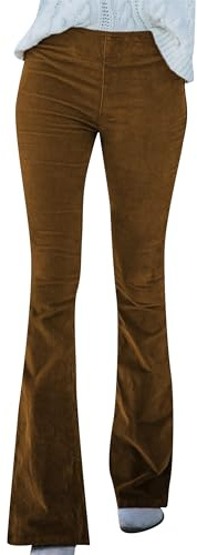 EFOFEI Damen Winter Corduroy Warme Hosen Micro-Large Einfarbige Hosen Casual Vielseitig Leggings