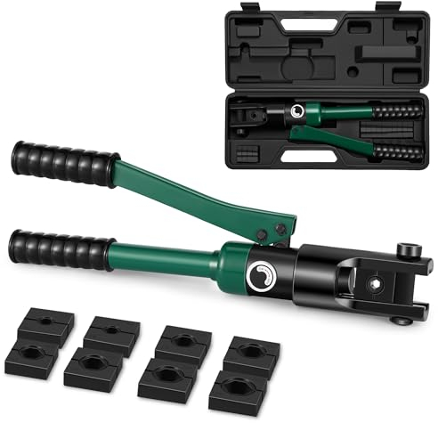 Dechengbao Crimpatrice per capicorda idraulica 10-120mm², Kit di attrezzi per cavi terminali elettrici con 8 matrici (Strumento per crimpare 10-120mm²) (YQK120)