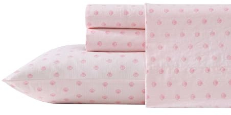 Laura Ashley Bettwäsche-Set aus Baumwollperkal, leicht und atmungsaktiv, Heimdekoration (Scallop Dollop Pink, Full)