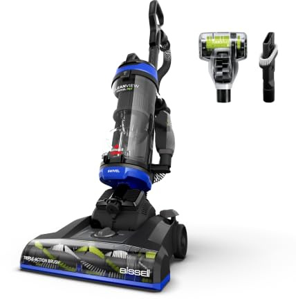 Bissell CleanView Swivel Vacuum with Triple Action Brush Roll, Swivel Steering, Extension Wand, Easy-Empty Dirt Tank, Multi-Cyclonic Suction System