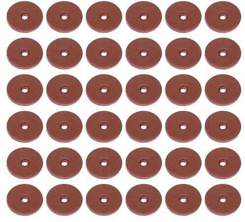 PATIKIL 14mm Leather Washers, 100pcs Leather Handle Washers Leather Spacer Cushion Washers 1.5 mm Thick Round for Knife Handle Hammer Hatchet Badge Bicycle Seat Crafts, Reddish Brown
