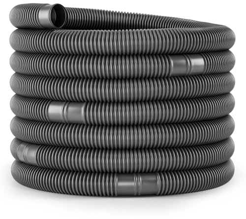 poolomio® Poolschlauch 32mm / 15m Schwarz | Flexibler Solarschlauch für Poolpumpe, Poolheizung & Solarmatte | Druckstabiler 1 1/4 Zoll Pumpenschlauch UV-Beständig | Saugschlauch Made in Germany