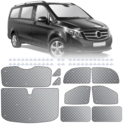 MaxAwe 10Stk Thermomatte passend für VITO III W447 2014-2024 SWB, Interne Auto Sonnenblende Frontscheibenabdeckung, Thermo Jalousien Set, Verdunkelung Sonnenschutz Windschutzscheiben Matte