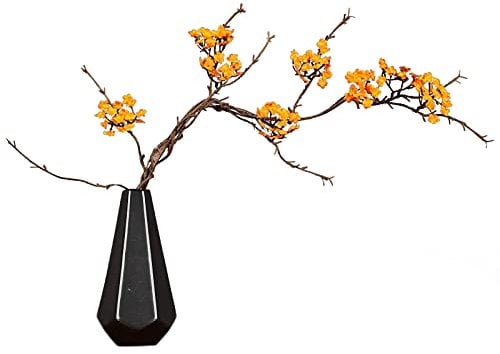 Liuyoyo Cherry Blossom Branches Without vase Decor Flowers Branch Artificial Cherry Blossom Tree Stem 34Inch Long Stem Fake Plum Blossom Flowers Arrangement for Wedding Home Japanese Decor(orange-1pc)