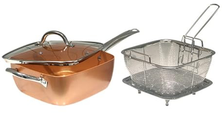 Lnfxkvva 4PCS Frying Pan Four-Piece Set Square Pan Frying Pan Copper Color Non-Stick Pan