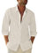 Friptspyg Linen Shirts Mens Long Sleeve Button Down Beach Causal Shirts for Men Adult UK with Pocket, Beige S