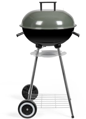 Livoo – Barbecue à Charbon DOC172K - Ø 41 cm, Acier chromé, Hauteur 69,5 cm, clapet d'aération, Grille de Stockage, bac récupérateur