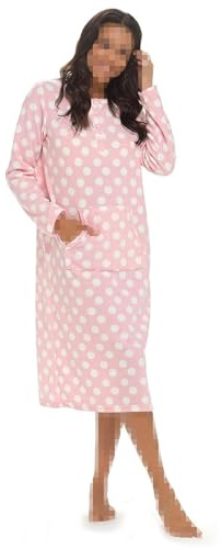 A2Z Womens Nightie Soft Touch Polar Fleece Nightgown Button Placket - Nightie 421 Spotty 14-16