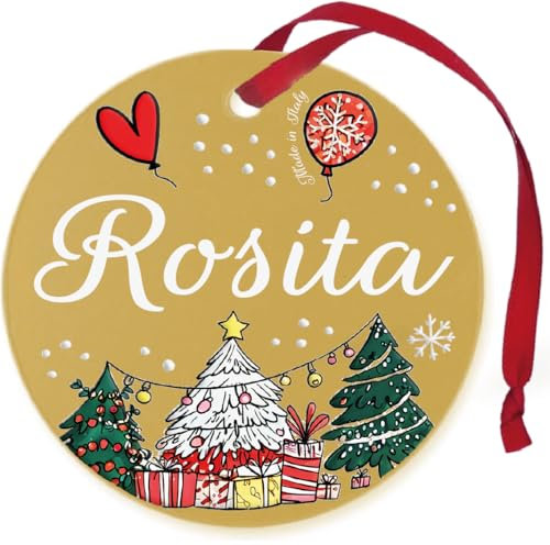 Pallina di Natale Personalizzata con Nome Rosita, Decorazione Natalizia 100% Italiana, colore oro da 8 cm (oro, Rosita)