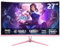 Great voell 27 pollici Rosa Gaming Monitor curvo 1440P (2560 * 1440), 2K, 165HZ, Anti-Blue Light Eye Protection, compatibile VESA-100 * 100mm, inclinabile, con FreeSync, supporto HDR, HDMI+DP, 16:9