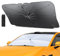 Parasol para Parabrisas Delantero Oziral Parasol para Parabrisas Delantero de Coche Plegable con Esquinas de Cuero antiarañazos 135 x 75 cm | Protección Solar Ideal para SUV y Todo Tipo de vehículos.