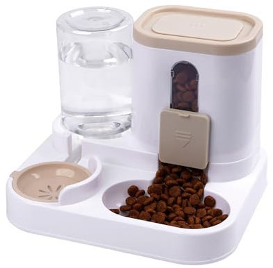 Kit dispensador para Gatos y Perros Piezas Dispensador de Agua para Mascotas, Bebedero y comedero Dispensador Comida y Agua 2Unidad (KIT3471CAFE)