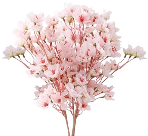 ROSYLEVE 4 Pezzi Fiori di Ciliegio Artificiali 40cm,Fiori Artificiali di Ciliegio Rami Rosa, Adatto per feste di nozze, uffici familiari, tavoli da pranzo, decorazioni di vasi