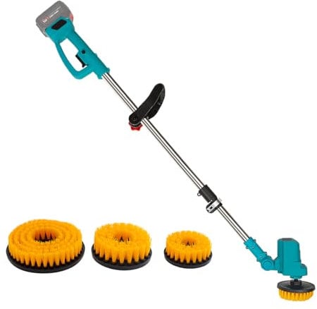 Akku Reinigungsbürste für Makita 18V Batterie, Electric Cleaning Brush mit 3 austauschbaren Bürstenkopf, 90-120cm Teleskopstange, Elektrische Reinigungsbürste für Bad, Fliesenboden, Auto (ohne Akku)