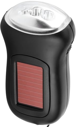 Tbest Notfallkurbel Solar Angetrieben Wiederaufladbare LED -Taschenlampe Dynamo -Torch für Camping, Tragbare Schwarze Abs Solar Taschenlampe für Überlebensausrüstung