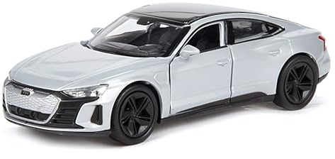 Audi RS E-tron GT Modellauto 12cm aus Metall mit Rückzugmotor Modell Auto Spielzeugauto 4-Varianten Welly 82 (Silber-Metallic)