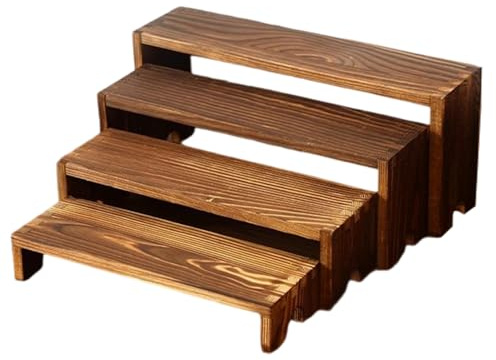 Generisch Holz Display Ständer, 4 Tier Tischplatte Lebensmittel Stand Riser Display Aus Massivholz, Figurenregal, Für Desserttische Küchengewürze