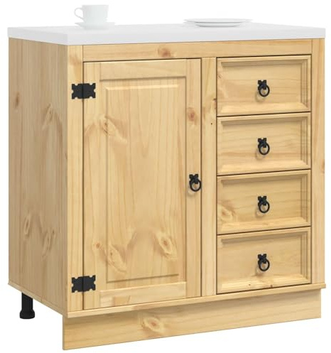 vidaXL Schrank SKI Honigbraun 80 x 46 x 81 cm Massives Kiefernholz