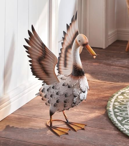 Dekoleidenschaft Dekofigur Gans aus Metall, 43 cm hoch, Frühlingsdeko, Osterdeko, Gänsedeko groß