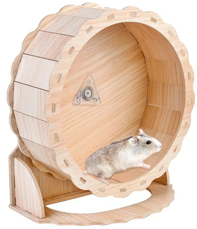 Roue De Hamster 26cm Roue Hamster, Roue De Course pour Hamster Roues d'exercice Bois Silencieuse Roue d'exercice pour Hamster Roue Courante pour Gerbilles Chinchilla Autres Petits Animaux