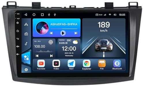 Android 15 Radio para Mazda 3 2010-2012 con Wireless Carplay y Android Auto, Pantalla Táctil Incell 9 Pulgadas con GPS WiFi Bluetooth FM RDS Cámara Trasera(4-Core(1G+32G))