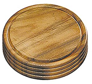 4X Fleischteller Akazie rund 25cm