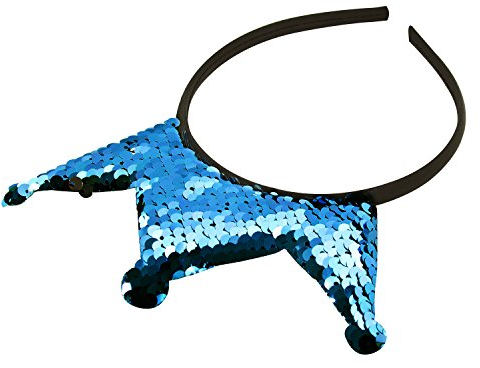 Oblique Unique® Haarreifen mit Krone und Pailletten mit Glitzereffekt Prinzessin Königin - Farbe wählbar - (Türkis)