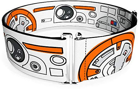 Buckle-Down Gürtel Damen Cinch Star Wars BB8 Teile Begrenzung Weiß Schwarz Orange Grau Erhältlich In Verstellbaren Größen, Star Wars Bb-8, 3 x 44