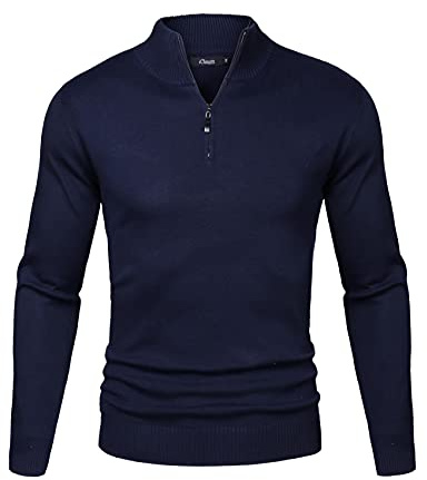 iClosam Maglione Uomo Invernali Collo Alto con Zip Pullover Giacca in Maglia Maglione Pullover Invernale Tenere Caldo