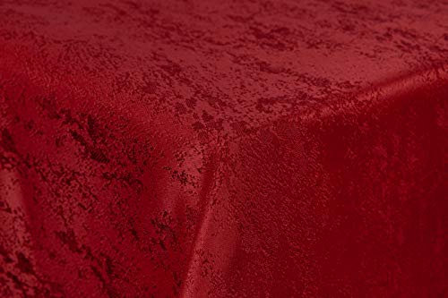 First-Tex Tischdecke Damast Jacquard Brilliant Meliert 180 rund in rot mit gerade Saumkante