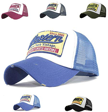 Yutdeng Mesh Baseballcap Western Distressed Snapback Vintage Used Look Retro Sommer Oldschool Kappe Mütze Cap Unisex Trucker Schirmmütze Basecap.