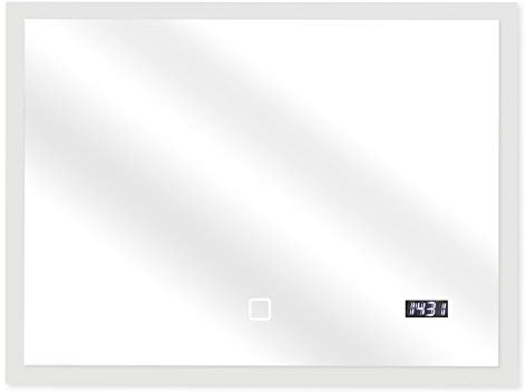 Jago Badspiegel mit LED Beleuchtung - EEK A++, Touchschalter, Dimmbar 2in1 Kaltweiß auf Warmweiß Einstellbar, Digitaluhr - Badezimmerspiegel, Wandspiegel, LED Spiegel