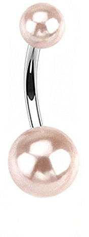 Taffstyle Bauchnabelpiercing Chirurgenstahl Stab Gebogen Piercing Bananabell Banane Bauch Bauchnabel Stecker Perlen Perlmutt Silber Rosa