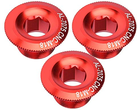 Tuerca de tornillo de eje - 3 uds 18mm aleación de aluminio eje de bicicleta tuerca de tornillo de eje accesorio cubierta de manivela de ciclismo(rojo)
