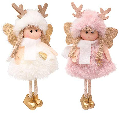 YUIP 2 Stück Weihnachtsengel Ornament,Engel Puppe Anhänger Baum hängende Ornament Weihnachtsbaum Engel Puppe Dekoration Weihnachten Engel Puppe Anhänger für Party Festival Home Decor